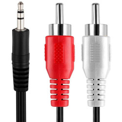 3.5mm Jack Stereo Audio Male to 2 RCA Male Cable AV Audio Video Cable TV-Out Cable Speaker Amplifier Connect RCA Audio Video TRS 3-Pole Male Plug to Dual RCA Male-1.5M